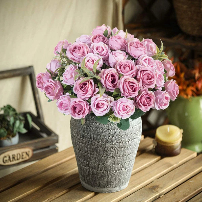 Artificial Flower Ten Head Silk White Rose Bundle Scrapbook Valentine Wedding Outdoor Garden Party Family Room Vase Decoration