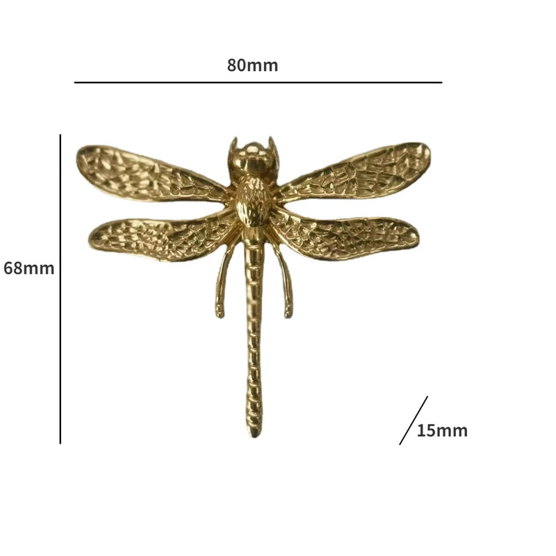 Nordic Gold Dragonfly Single Hole Brass Furniture Handle Luxurious Kitchen Drawer Handles Hardware Dresser Cabinet Pulls