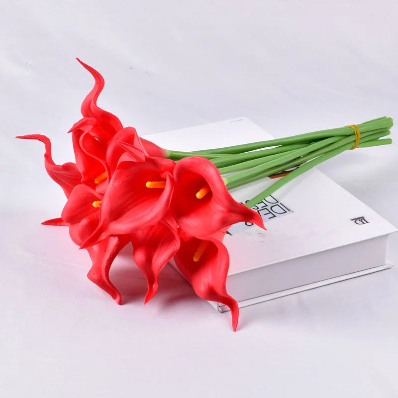 5Pcs Calla Artificial Flowers Calla Lily Fake Flower Bouquet For Wedding Bouquet Bridal Home Flower Decoration