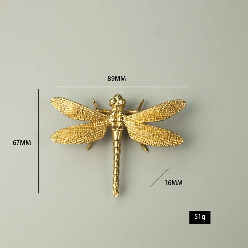 Nordic Gold Dragonfly Single Hole Brass Furniture Handle Luxurious Kitchen Drawer Handles Hardware Dresser Cabinet Pulls