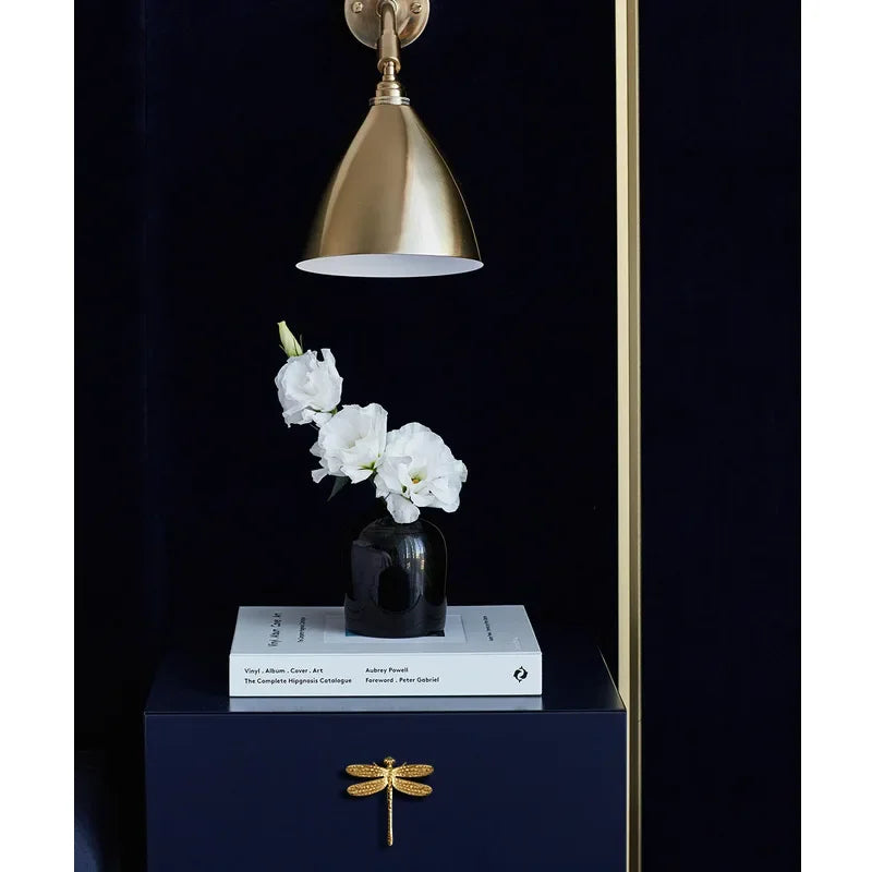 Nordic Gold Dragonfly Single Hole Brass Furniture Handle Luxurious Kitchen Drawer Handles Hardware Dresser Cabinet Pulls
