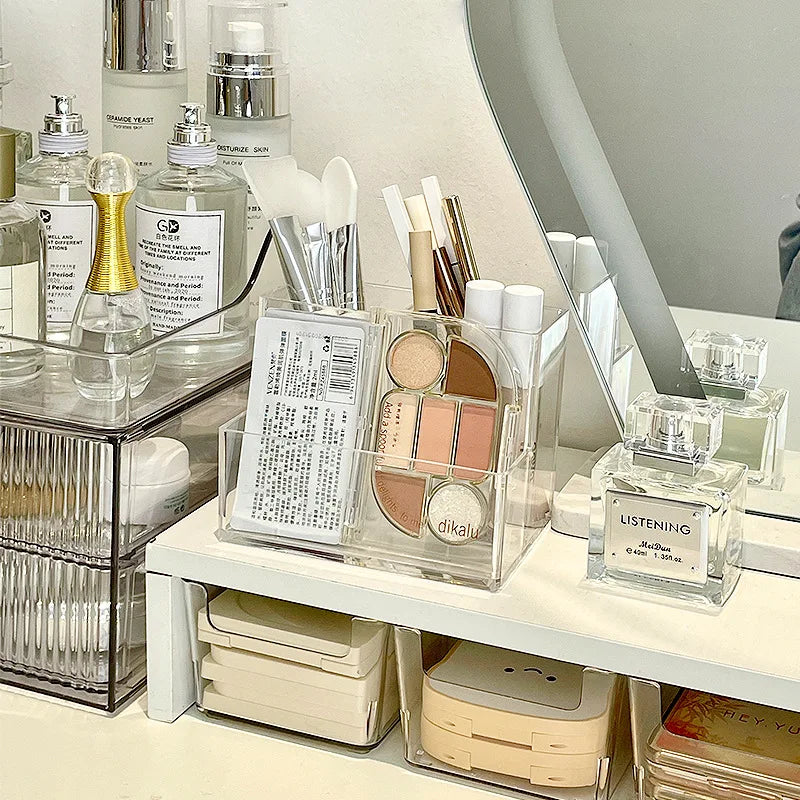 Transparent acrylic 3-5 grid makeup box,makeup brush bucket,makeup organizer,student desk pen holder jewelry storage box