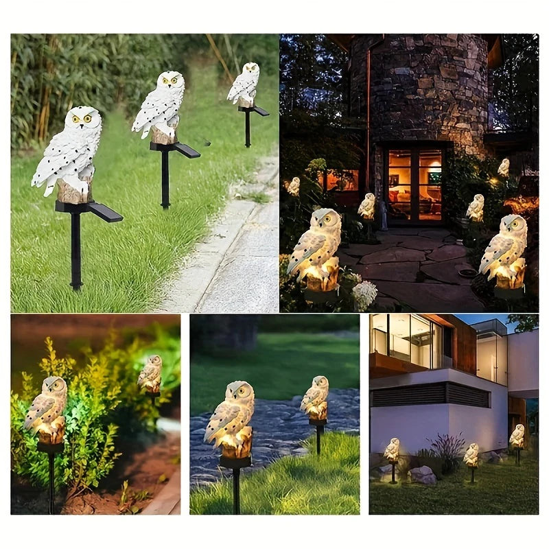1 Pc Solar Sculpture Resin Owl Ground Plug Light Led Garden Lawn Courtyard Waterproof Animal Landscape Decoration Light