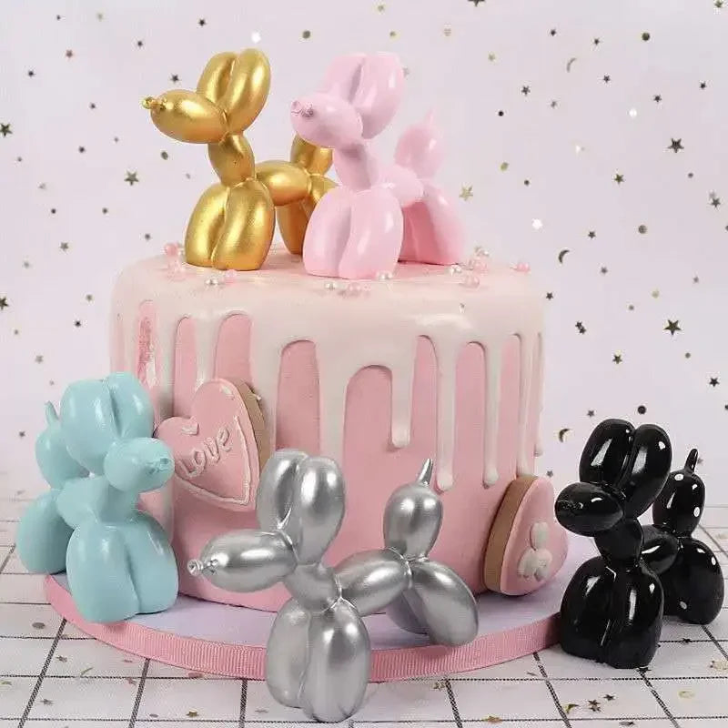 Figurine Animals Cake Art electroplating Dog Nordic Small Antiskid Statue Sculpture decorations living Dessert Mat Balloon Party