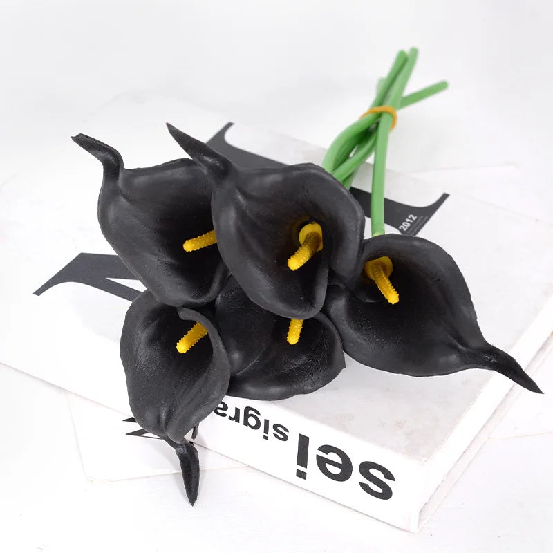 5Pcs Calla Artificial Flowers Calla Lily Fake Flower Bouquet For Wedding Bouquet Bridal Home Flower Decoration
