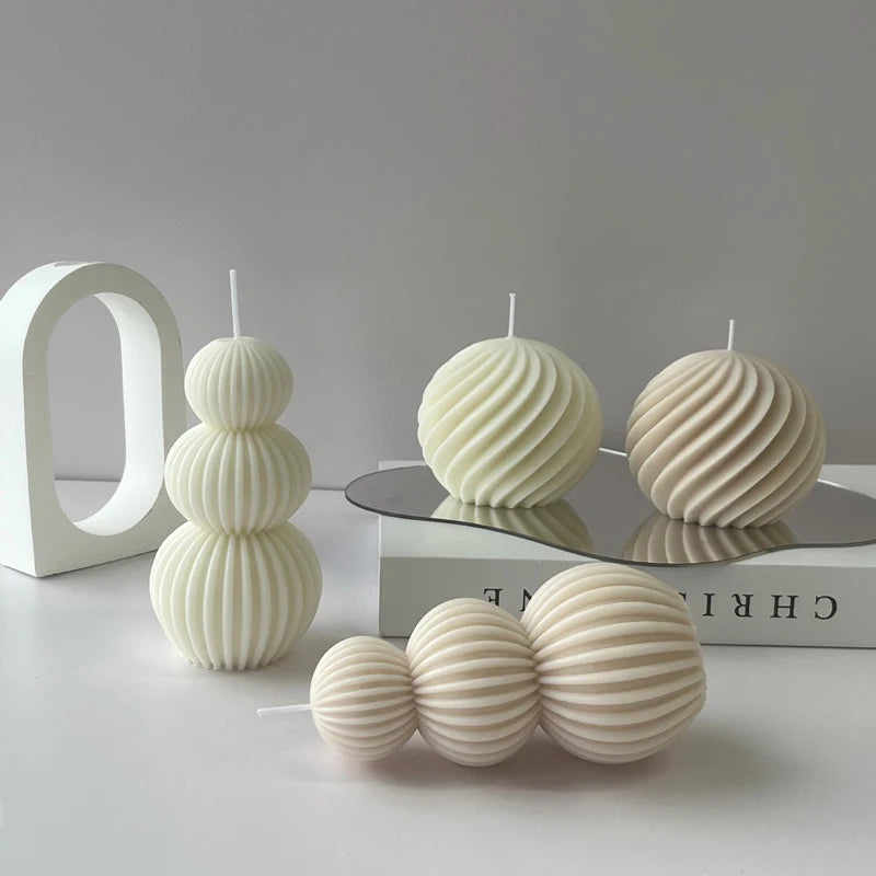 Creative Geometric Wave ball Scented Candle Home Festive Restaurant  Bar Decoration Atmosphere Fragrance  Candles  Ornaments