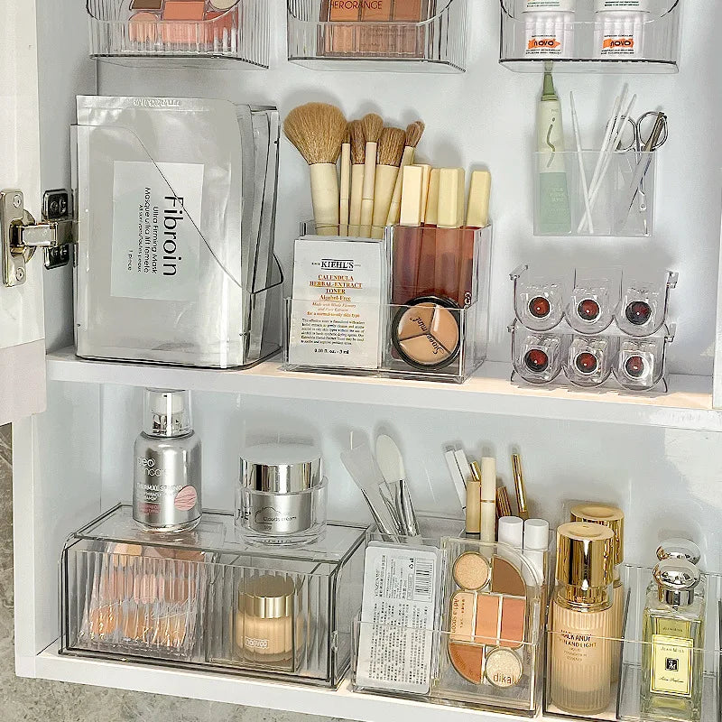 Transparent acrylic 3-5 grid makeup box,makeup brush bucket,makeup organizer,student desk pen holder jewelry storage box