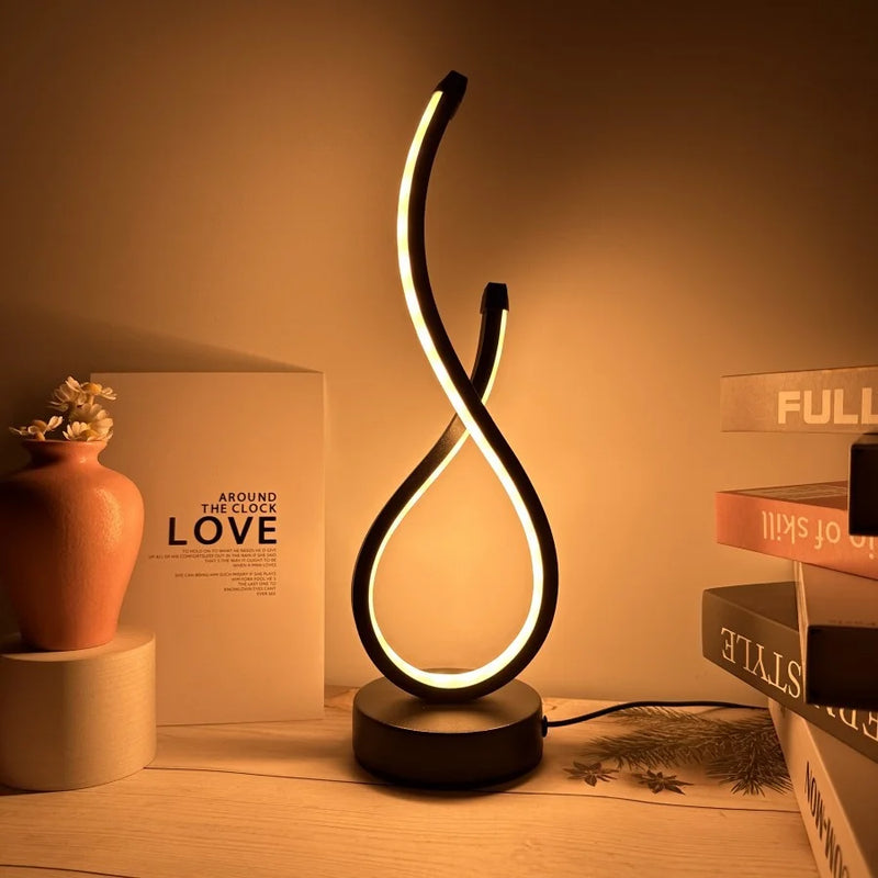 LED Night Table Lamp Modern Spiral Dimmable Bedside Bedroom Lamps Nightstand Desk Lamp Night Light for Living Room Home Office