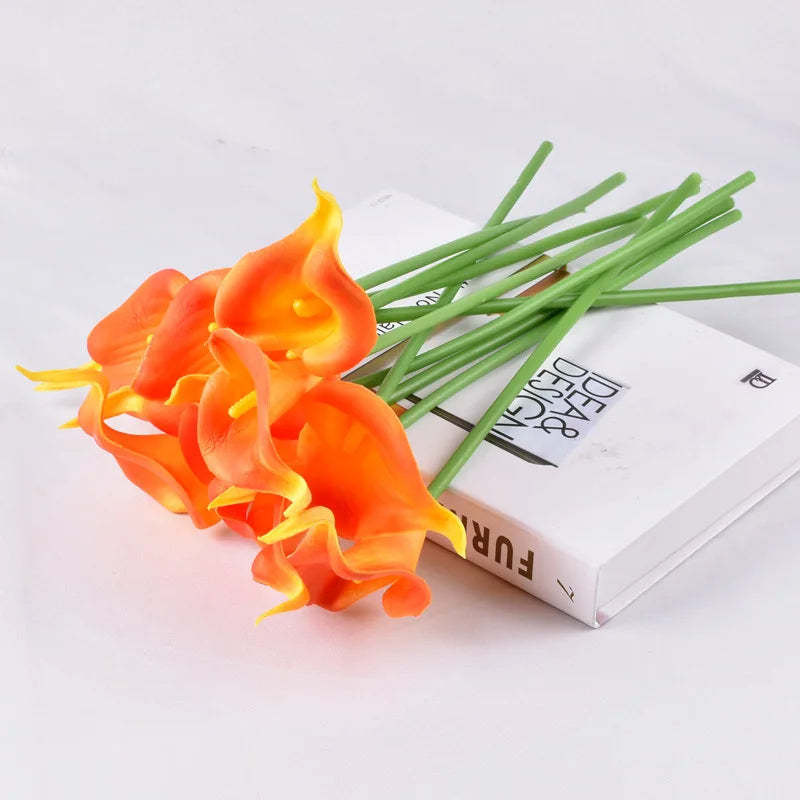 5Pcs Calla Artificial Flowers Calla Lily Fake Flower Bouquet For Wedding Bouquet Bridal Home Flower Decoration