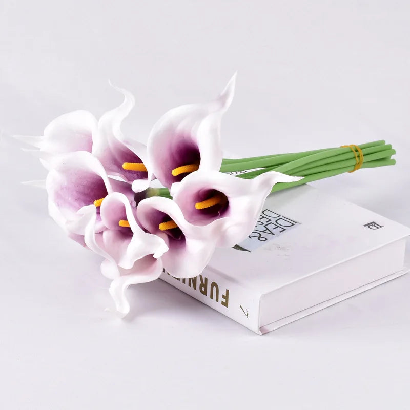 5Pcs Calla Artificial Flowers Calla Lily Fake Flower Bouquet For Wedding Bouquet Bridal Home Flower Decoration