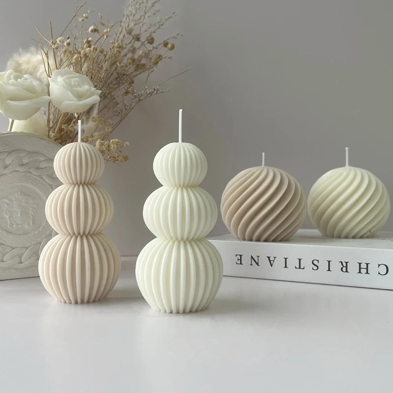 Creative Geometric Wave ball Scented Candle Home Festive Restaurant  Bar Decoration Atmosphere Fragrance  Candles  Ornaments