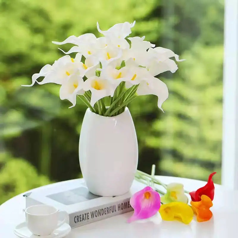 5Pcs Calla Artificial Flowers Calla Lily Fake Flower Bouquet For Wedding Bouquet Bridal Home Flower Decoration