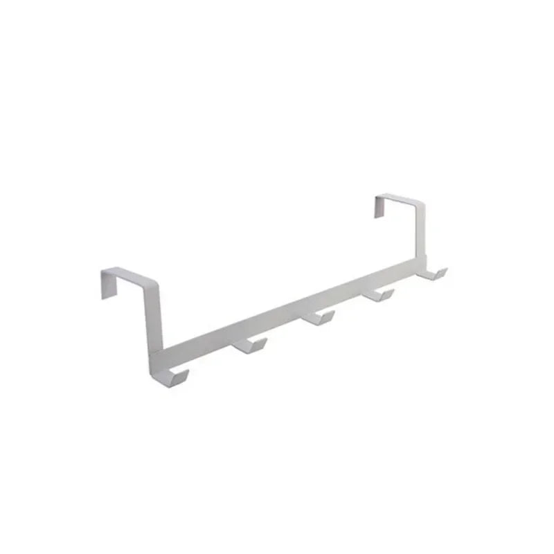 No Punching 5 Hooks Door Rear Hook Wrought Iron Clothes Bag Hanger Hat Sundries Storage Rack Hanger Home Bathroom Organizer