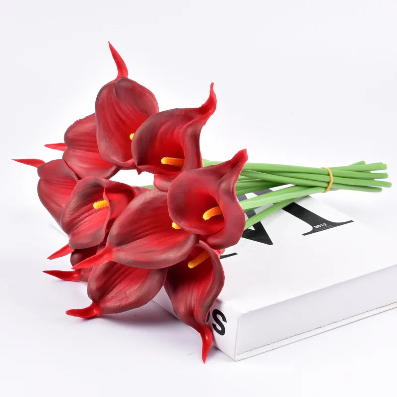 5Pcs Calla Artificial Flowers Calla Lily Fake Flower Bouquet For Wedding Bouquet Bridal Home Flower Decoration