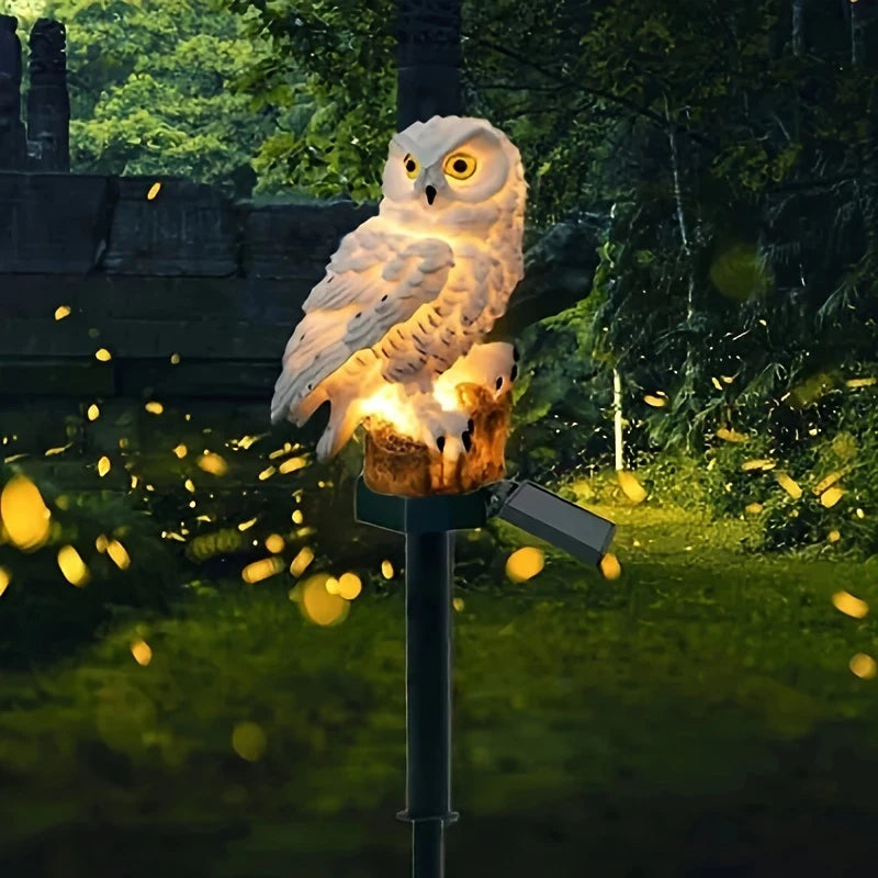 1 Pc Solar Sculpture Resin Owl Ground Plug Light Led Garden Lawn Courtyard Waterproof Animal Landscape Decoration Light