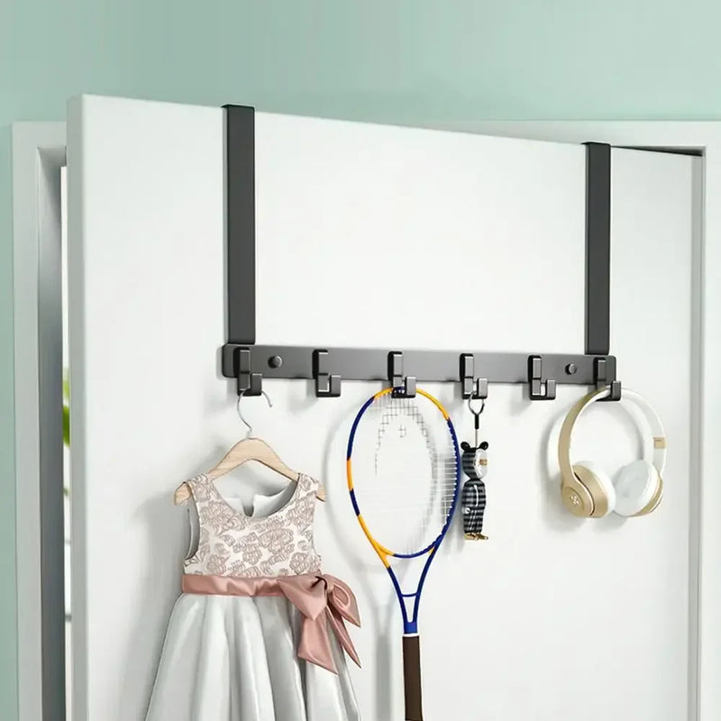 Door Hanger Storage 6 Hooks Over The Door Clothes Coat Hat Towel Hanger Home Organizer Rack Bathroom Kitchen Accessories Holder