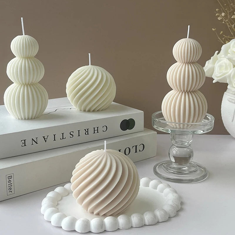 Creative Geometric Wave ball Scented Candle Home Festive Restaurant  Bar Decoration Atmosphere Fragrance  Candles  Ornaments