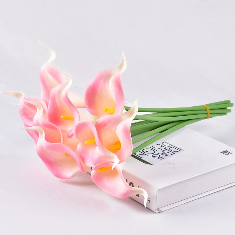 5Pcs Calla Artificial Flowers Calla Lily Fake Flower Bouquet For Wedding Bouquet Bridal Home Flower Decoration