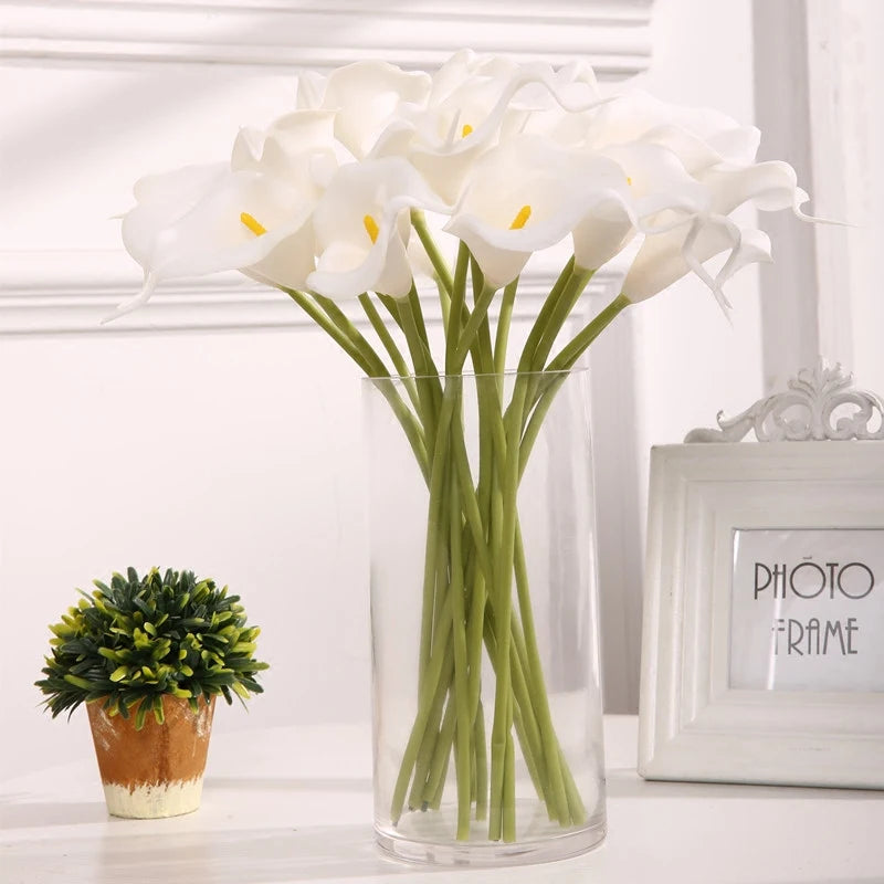 5Pcs Calla Artificial Flowers Calla Lily Fake Flower Bouquet For Wedding Bouquet Bridal Home Flower Decoration