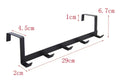 No Punching 5 Hooks Door Rear Hook Wrought Iron Clothes Bag Hanger Hat Sundries Storage Rack Hanger Home Bathroom Organizer