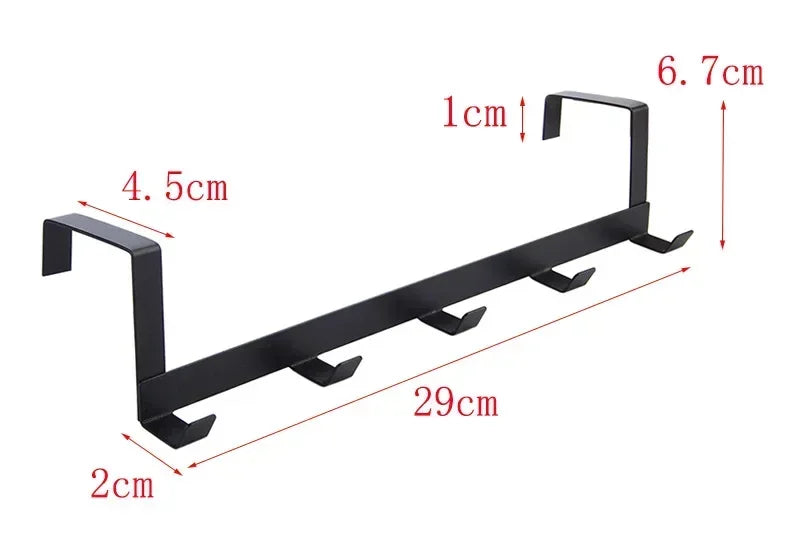 No Punching 5 Hooks Door Rear Hook Wrought Iron Clothes Bag Hanger Hat Sundries Storage Rack Hanger Home Bathroom Organizer