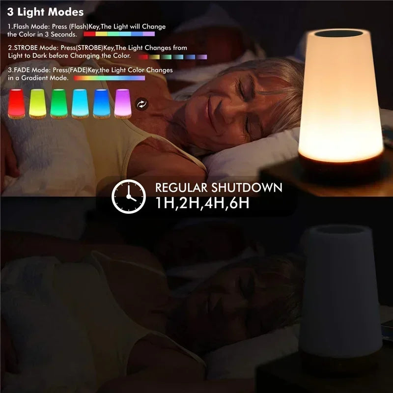 13 Color Changing Night Light Remote Control Touch Dimmable Lamp Portable Table Bedside Lamps USB Rechargeable Night Lamp