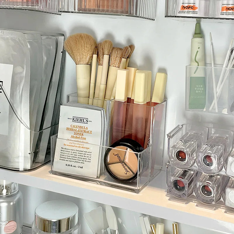 Transparent acrylic 3-5 grid makeup box,makeup brush bucket,makeup organizer,student desk pen holder jewelry storage box