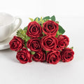 Artificial Flower Ten Head Silk White Rose Bundle Scrapbook Valentine Wedding Outdoor Garden Party Family Room Vase Decoration