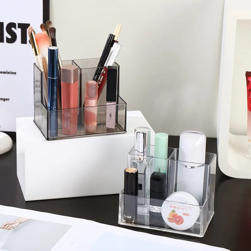 Transparent acrylic 3-5 grid makeup box,makeup brush bucket,makeup organizer,student desk pen holder jewelry storage box