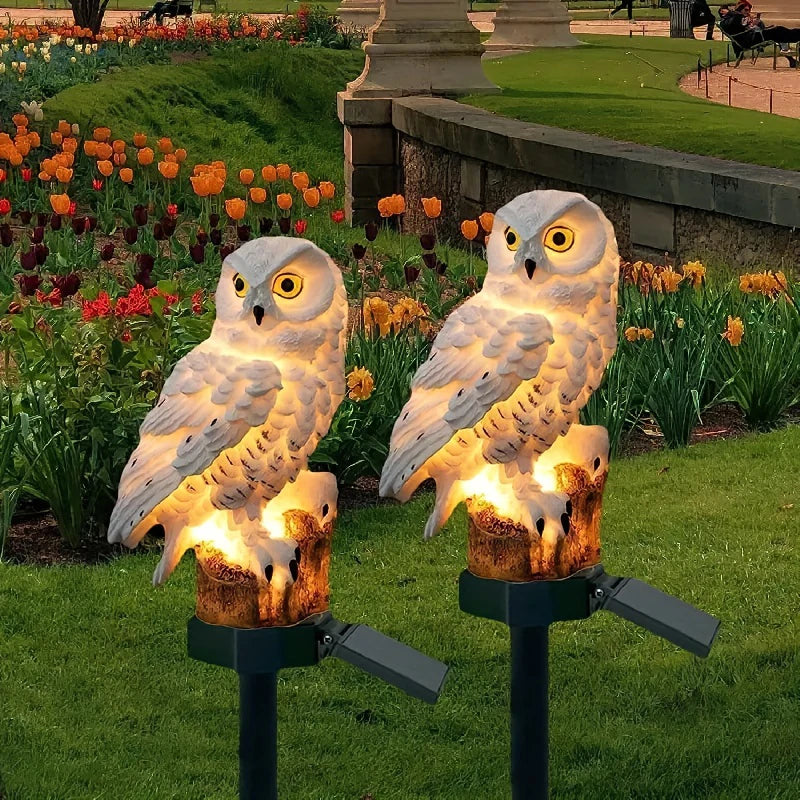 1 Pc Solar Sculpture Resin Owl Ground Plug Light Led Garden Lawn Courtyard Waterproof Animal Landscape Decoration Light